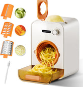 SOAMYOAH electric cheese grater with three blades for effortless home prep.