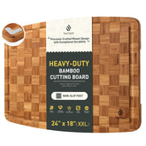 Socisen extra-large bamboo cutting board with non-slip feet for stable chopping