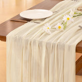 Socomi beige cheesecloth runner close-up reveals soft texture for rustic decor