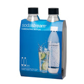 Sodastream black 1L slim bottle, front view for home carbonation.