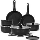 SODAY 17-piece pots and pans set with detachable handles for versatile RV cooking