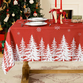 Softalker Christmas tablecloth with red trees for festive dining and protection