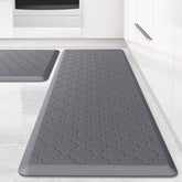 SoftDuo 2-pcs grey kitchen mats set offers cushioned comfort for long cooking sessions.