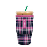 Sok It JavaSok Berry Plaid sleeve on a 30-32oz cup preserves cold drinks