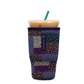 Sok It JavaSok iced coffee sleeve with flower patch keeps drinks cooler and hands comfy.