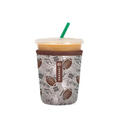 Sok It JavaSok insulated sleeve on a 16-20oz cup, football design, showing cold beverage protection.