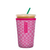 Sok It JavaSok pink Grand Prix sleeve on a 22-28oz cup for cold insulation.