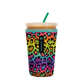Sok It JavaSok Rainbow Leopard sleeve for iced coffee keeps drinks cold and hands dry.