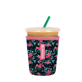 Sok It JavaSok Tropical Blooms sleeve for 16–20 oz drinks keeps cool.
