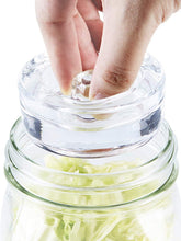 SOLIGT fermentation weights with easy grip handle submerged veggies in a wide-mouth jar