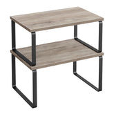 SONGMICS cabinet organizer two-pack holds spices and jars for easy access.