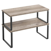 SONGMICS cabinet organizer shelf in ink black displaying neatly arranged spices.