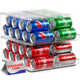 Sorbus soda can organizer with stackable lid in fridge for space optimization