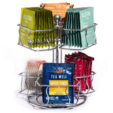 Sorbus Tea Bag Carousel on counter displaying 60 bags for easy access.