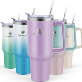 Soufull 40 oz tumbler with handle and straw lid, ideal for on-the-go hydration.