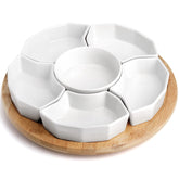 SOUJOY 11-inch round tray with lazy Susan for easy self-serve during gatherings.