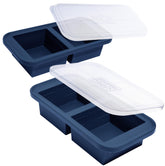 Souper Cubes blueberry 2-cup freezer molds with lids for easy meal prep.