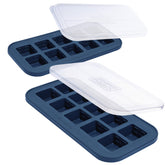 Souper Cubes blueberry 2tbsp molds with lid on for tidy, portioned storage.
