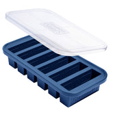 Souper Cubes half-cup silicone freezer mold in blueberry color, ideal for portioned soups and sauces.