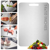 Southaabo titanium cutting board front view; large 14x10 inch surface ideal for precise slicing and meal prep.