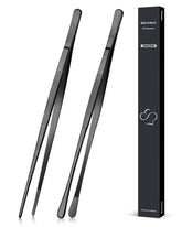 SouxMux 12 inch skinny tip tweezer tongs for precise plating tasks.