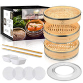 SP Dynamics bamboo steamer 10-inch provides even steaming for vegetables and dumplings.