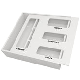 SpaceAid bag storage organizer in white keeps kitchen bags neatly organized in the drawer.