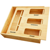 SpaceAid bag storage organizer front view showing compact bamboo design for tidy drawers