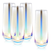 Sparkle and Bash iridescent stemless flute with glimmer finish for elegant toasts.