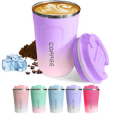 SPLMIFA travel mug in purple-pink with leak-proof lid for on-the-go coffee