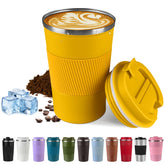SPLMIFA vacuum insulated travel mug with leak-proof lid keeps drinks hot or cold on the go