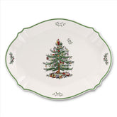 Spode Christmas Tree 17-inch oval platter with generous serving surface for meats and fruits.
