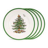 Spode Christmas Tree 7.25-inch salad plates set displayed for festive salads and cookies at gatherings.