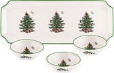 Spode Christmas Tree rectangular tray adds festive elegance for stylish holiday serving.