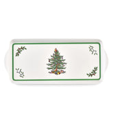Spode Christmas Tree sandwich tray top view showing ample serving space and festive motif