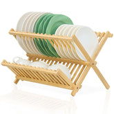 SPOPSOOD bamboo dish drying rack offers a clean 2-tier setup for faster air-drying of plates