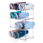 Spospo stackable bottle organizer on cabinet shelf keeps 40 oz tumblers organized