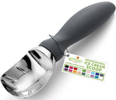 Spring Chef gray heavy-duty ice cream scoop glides smoothly for perfect spheres.