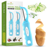 Spring Chef vegetable peeler Aqua Sky with non-slip handle for smooth, comfortable peeling
