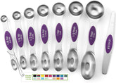 Spring Chef purple magnetic measuring spoons set of eight with leveler for precise baking