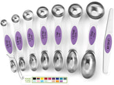 Spring Chef stainless steel magnetic measuring spoons set of 8 with leveler for precise cooking.