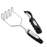 Spring Chef stainless steel potato masher shows durable construction for smooth texture.