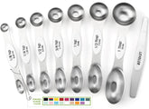 Spring Chef white stainless steel measuring spoons with oval end fit spice jars for precise seasoning