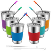SSAWcasa stainless steel kids cups 16oz with lid and straw for spill-free drinking