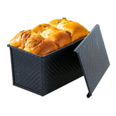 SS&CC Pullman loaf pan with lid showing top view for even heat and crust