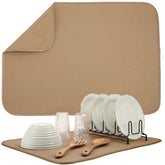 S&T INC. Dish Drying Mat XL with absorbent microfiber dries dishes quickly.