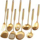 Standcn Gold Utensils Set packshot featuring the 9 pieces for versatile cooking