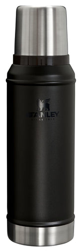 STANLEY classic vacuum bottle with wide mouth keeps drinks hot or cold all day.