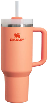 Stanley Quencher H2.0 40oz nectarine with handle for easy carrying all day.