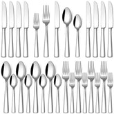 Stapava 20pc silverware set dinner knives on table, durable and dishwasher safe.